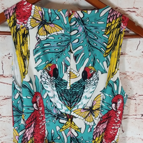XXS MODCLOTH PARROT TROPICAL COTTON DRESS - Picture 5 of 8